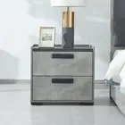Bedside Table with 2 Storage Drawers MDF Combination of Black & Cement Colour