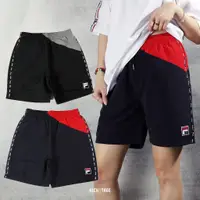 在飛比找蝦皮商城優惠-FILA SHORTS 黑灰 藍紅 側邊串標 小LOGO 網