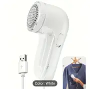 Automatic Fabric Shaver 1pc - Portable USB Powered Lint Remover (White)