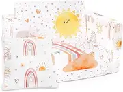 Toddler Couch Chair, 2-in-1 Soft Kids Couch Bed Fold Out, Convertible Kids Sofa to Lounger for Girls and Boys 1-3 Years, Assembling Toddler Chairs Comfy(Rainbow)