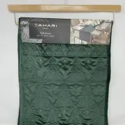 Tahari Home Christmas Holiday Table Runner Velvet Quilted 14X72 Dark Green
