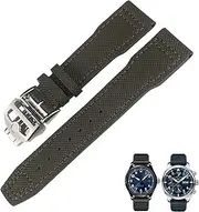 [KAVJU] 20mm 21mm 22mm Nylon Fiber Leather Watchband Fit for IWC IW377729 IW389001 Big Pilot Watch Green Blue Black Watch Strap