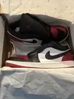 Size 11.5 Nike Air Jordan 1 Low Bred Toe Black Red Men’s Shoes 553558-161