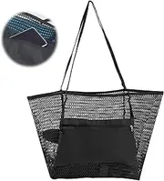 [HZHSGLY] Women Beach Bags, Large Beach Mesh Tote Bags with Zip Pocket, Foldable Summer Travel Beach Waterproof Tote Bag, Organiser Essentials Shopping Bag Handbags for Gym Pool Holiday