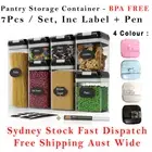 7Pcs Kitchen Food Storage Containers Dry Cereal Clear BPA FREE airtight Pantry