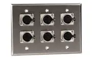 3 Gang Wall Plate Audio Patch Panel 6 Female XLR