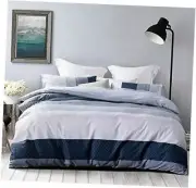Duvet Cover Set 600 Thread Count Cotton Bedding Set (Greekn-lump) Queen Striped