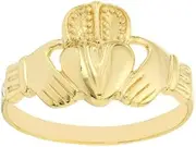 [JewelryWeb] 14ct Yellow Gold Mens Irish Claddagh Celtic Trinity Knot Ring Size T 1/2