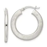 Sterling Silver Flat Brushed 2.5mm Round Hoop Earrings