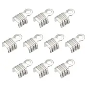 400Pcs Fold Over Cord Ends, 3x6mm Terminators Crimp End Tips Silver Tone