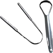 Stainless Steel Tongue Scraper 2-Piece Tongue Cleaner Home Personal Oral Care Utensils
