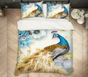3D Elegant Peacock NAO3332 Bed Pillowcases Quilt Duvet Cover Set Queen King Fay