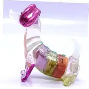 Dachshund Sit Tiny Miniature Figurines Animals Hand Blown Glass Art Pastel