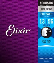Elixir Polyweb 11100 80/20 Bronze Acoustic Guitar Strings