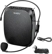 Portable Voice Amplifier SHIDU 10W Personal Wired Microphone Headset with Speaker Rechargeable Mini Waistband PA System for Teachers,Tours,Fitness Instructors,Coaches,Singing (Black)