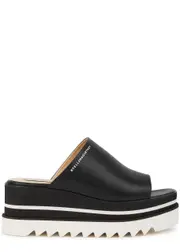 Stella Mccartney Sneak-Elyse Faux Leather Flatform Sliders - Black - 3 3