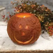 New Primitive FLICKER FLAME JACK LANTERN PUMPKIN CANDLE LED Battery Timer Light