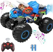 Remote Control Dinosaur Car, 2.4Ghz Monster High Speed 20 Km/h Electric Toy Off Road Hobby RC Car Vehicle Truck for Kids,1:16 Toys Boy Gril Christmas Birthday,with Sprays Light (Blue)
