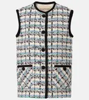 [Valentino] Valentino Mossi sequined cotton-blend tweed vest AU 6 white