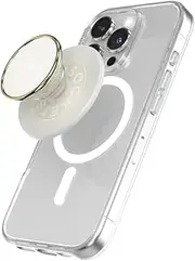 PopSockets: PopGrip Round for MagSafe - Adapter Ring for MagSafe Included - Expanding Phone Stand and Grip with a Swappable Top for Smartphones and Cases - Enamel Coconut Creme