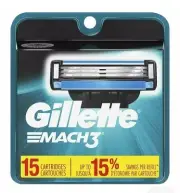 Gillette Mach3 Men's Razor Blade Refills 15 Cartridges