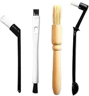 Coffee Grinder Cleaning Brush, Heavy Wood Handle & Natural Bristles Wood Dusting Espresso Brush and Nylon Espresso Machine Brush with Spoon for Bean Grain Barista Pasta Makers Home Kitchen