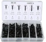 HDVCRNBAVW 146PCS 6 Kinds Mixed Car Ceiling Fixed Clamp Rivet Trunk Fixed Fastener Clips with Box Universal Compatible with All Car Fasteners and Clips