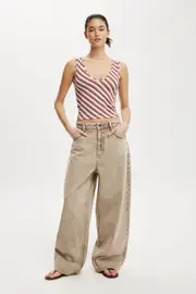 [Cotton On Women] Cotton On Women - Boyfriend Super Baggy Jean - Brown stonewash 18 BROWN STONEWASH