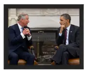 PRESIDENT BARRACK OBAMA MEETING WITH PRINCE CHARLES 2011 8X10 FRAMED PHOTO