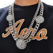 Silver Plated Medusa Head 3 Medallion Cuban Link Chain Necklace & 10mm 30" Chain