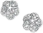 [JewelryWeb] 925 Sterling Silver Diamond Flower Stud Earrings-Stud Earring for Women