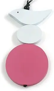 [Avalaya] White/Pink Wood Bird and Bead Pendant with Black Cotton Cord - Adjustable - 84cm Long/ 11cm Pendant, cords Wood