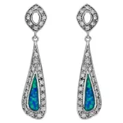 Australian Opal Inlay & Topaz 925 Solid Sterling Silver Earrings EO4