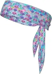 Fish Scale Ocean Sports Strap Double-Sided Headscarf Men's Bow Tie Sports Headscarf Running Yoga Exercise Headband