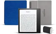 Kindle Oasis Essentials Bundle including Kindle Oasis (32 GB + Free 4G LTE), Amazon Fabric Cover - Blue, and Power Adapter