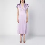 [Victoria Beckham] Petunia-coloured midi dress with ruffles 6 UK Pink