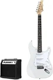 [Melodic] 39inch Electric Guitar with 15W Amplifier Dakota White Stratocaster SSS