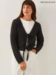 Monsoon Black Tina Tie Front Cardigan (F75958) | $127