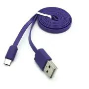 MicroUSB 6ft USB Cable Charger Cord Power Wire Sync Flat Purple for Cell Phones