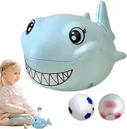 Floating Ball Toy Air Blow - Cute Shark Children's Sensory Game Ball Blower with 2 Balls - Children's Sensory Game Sea Animal Suspension Ball Toy