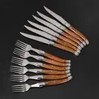 6Pcs Steak Knife Dinnerware Set Fork Slicer Cutter Laguiole Beef Stainless Steel