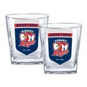 126744 SYDNEY ROOSTERS NRL TEAM LOGO SET OF 2 250ML SPIRIT SCOTCH GLASSES