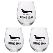 3PK Tallulah Stemless Wine Glass Tumbler Party Drinkware Dachshund Clear