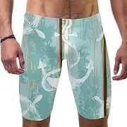 [VBFOFBV] Men's Printed Jammer Swimsuit Swim Shorts, Plank Vintage Pattern Anchor Summer