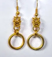 Handcrafted - golden rings Original chainmaille EARRINGS (Ch1) M5
