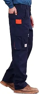 [BOCOMAL] FR Pants for Men Utility Cargo Pockets Flame Resistant/Fire Retardant Carpenter Water Oil Repellent Finish