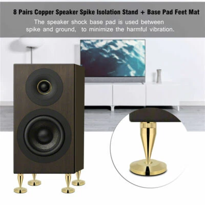 8PCS Speaker Cone Spike Isolation Stand Foot + 8 Base Pads Floor Discs M6*36