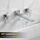 Decaura Square Chrome Swivel Bath Spout and Wall Taps Set for Bathtub/Basin WELS