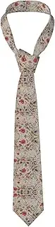 [CADREWY] Flower Leaf Print Soft Men Necktie Classic Tie For Weddings And Special Occasions Ties Business, Black, One Size, Black, One Size