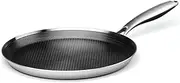 Innerwell Stainless Steel Crepe Pan - 12inch Nonstick Crepe Pan, Stainless Steel Honeycomb Coating Pancake Pan, Non Stick Flat Skillet Tawa Dosa Tortilla Griddle Pan, Induction Compatible, PFOA Free